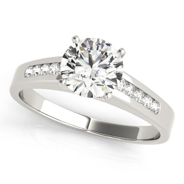 Silver Single Row Engagement Ring Channel Set